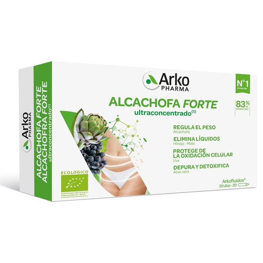 Arkofluido Alcachofa Forte Ultraconcentrado + Aloe Vera 20 Ampollas - Arkopharma
