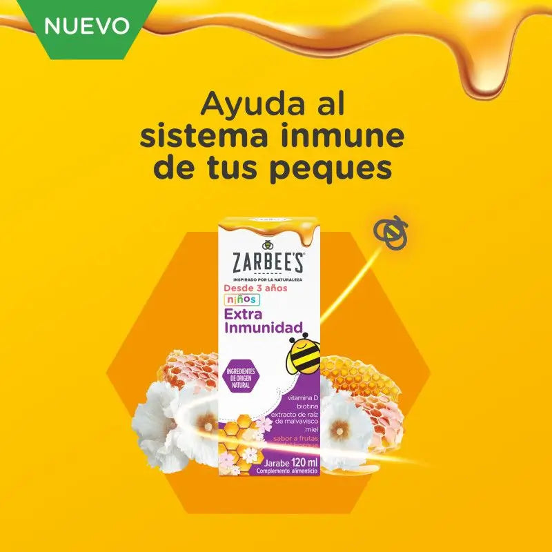 Zarbee's Jarabe inmunitario niños Extra Inmunidad con miel, 120 ml
