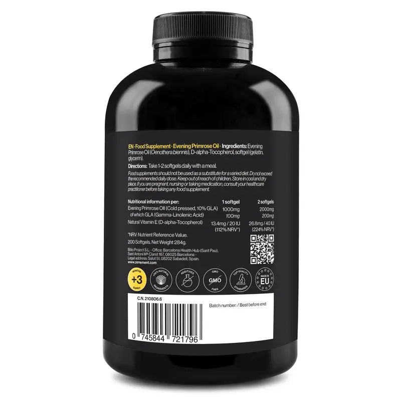 Zenement Aceite De Onagra 1000 Mg, 200 cápsulas blandas