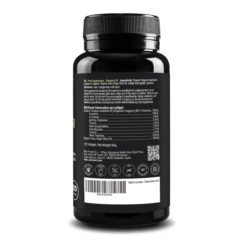 Zenement Aceite De Orégano, 120 cápsulas blandas