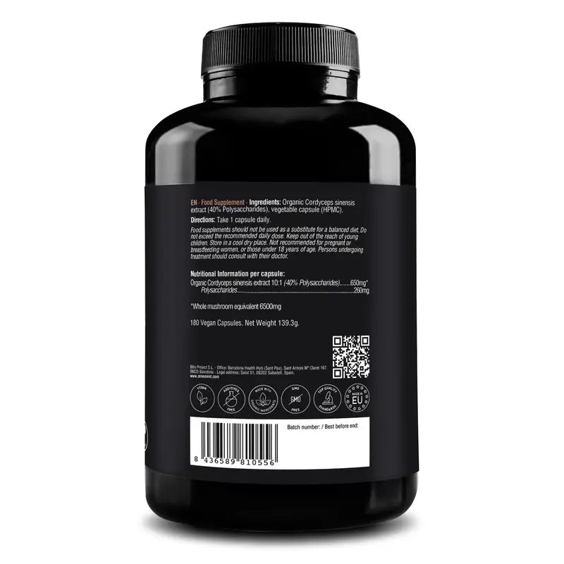 Zenement Cordyceps Sinensis Ecológico, 180 cápsulas veganas