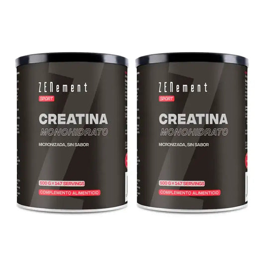 Zenement Creatina Monohidrato, Micronizada, Sin Sabor, Pack 2 x  500 g