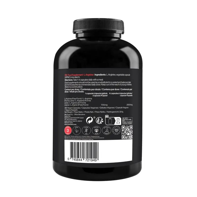 Zenement L-Arginina 700 Mg, 360 cápsulas veganas