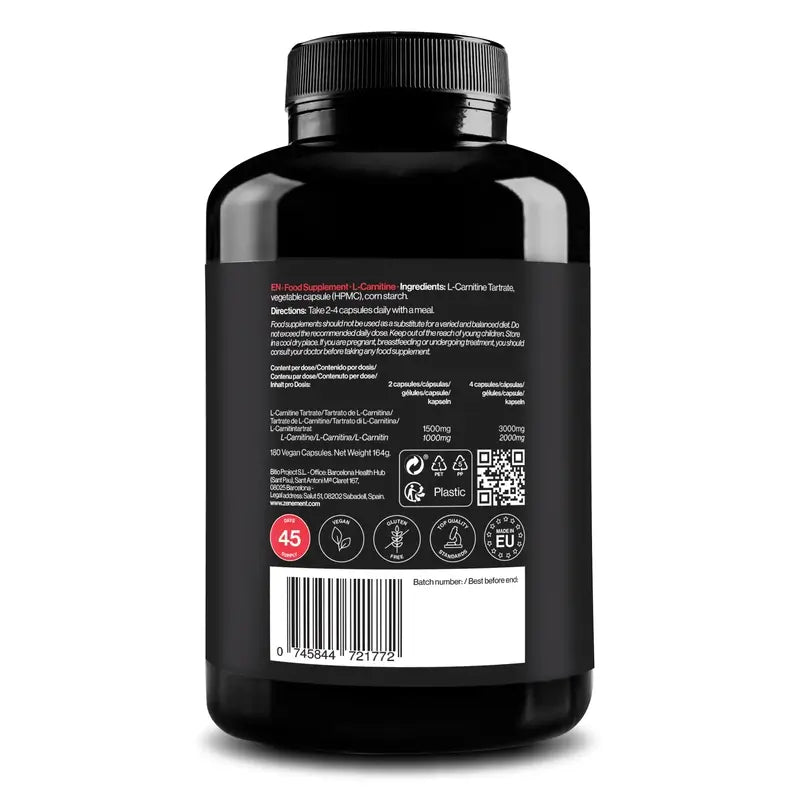 Zenement L-Carnitina, 180 cápsulas veganas