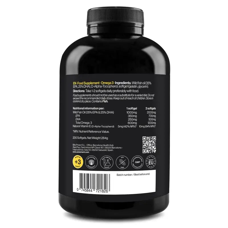 Zenement Omega-3 1000 Mg, 200 cápsulas blandas