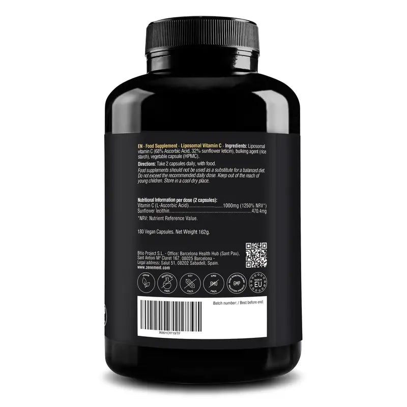 Zenement Vitamina C Liposomal, 180 cápsulas veganas