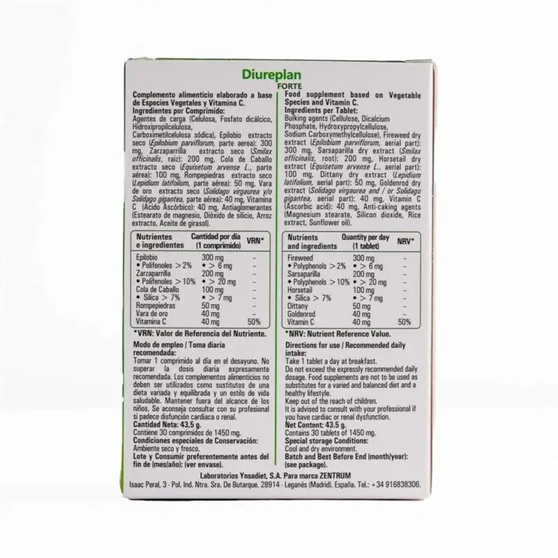 Zentrum Diureplan Forte 30 Cápsulas