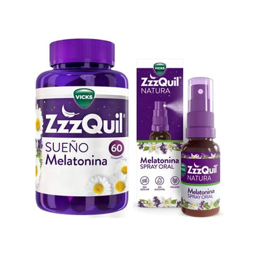 ZzzQuil Natura Melatonina Pack 60 Gummies + Spray 30 ml
