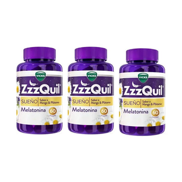 ZzzQuil Mango, Plátano y Valeriana, Pack 3x60 Gummies