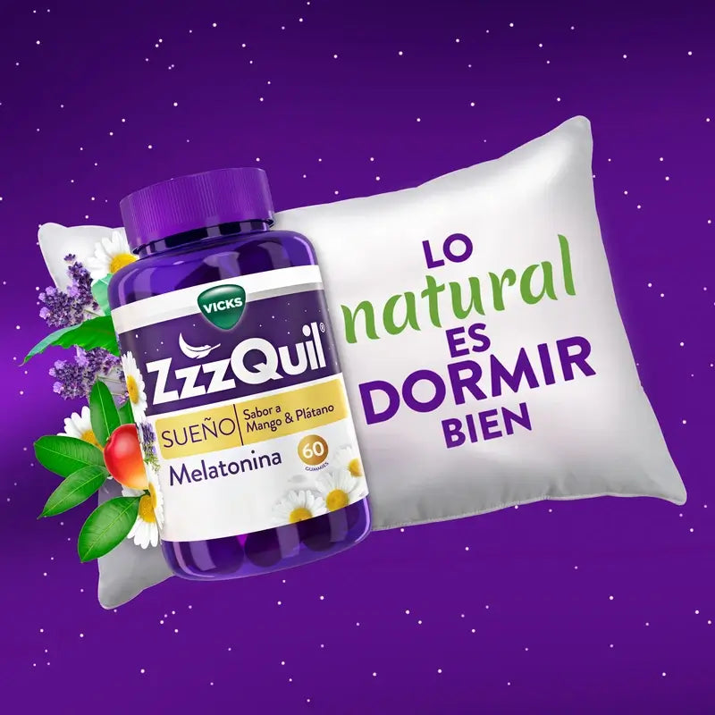 ZzzQuil Mango, Plátano y Valeriana, 60 Gummies